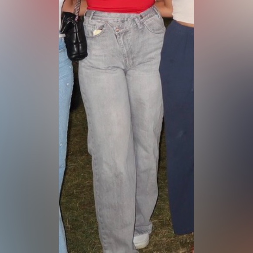 Zara Wide Leg  Fit Gray Jeans